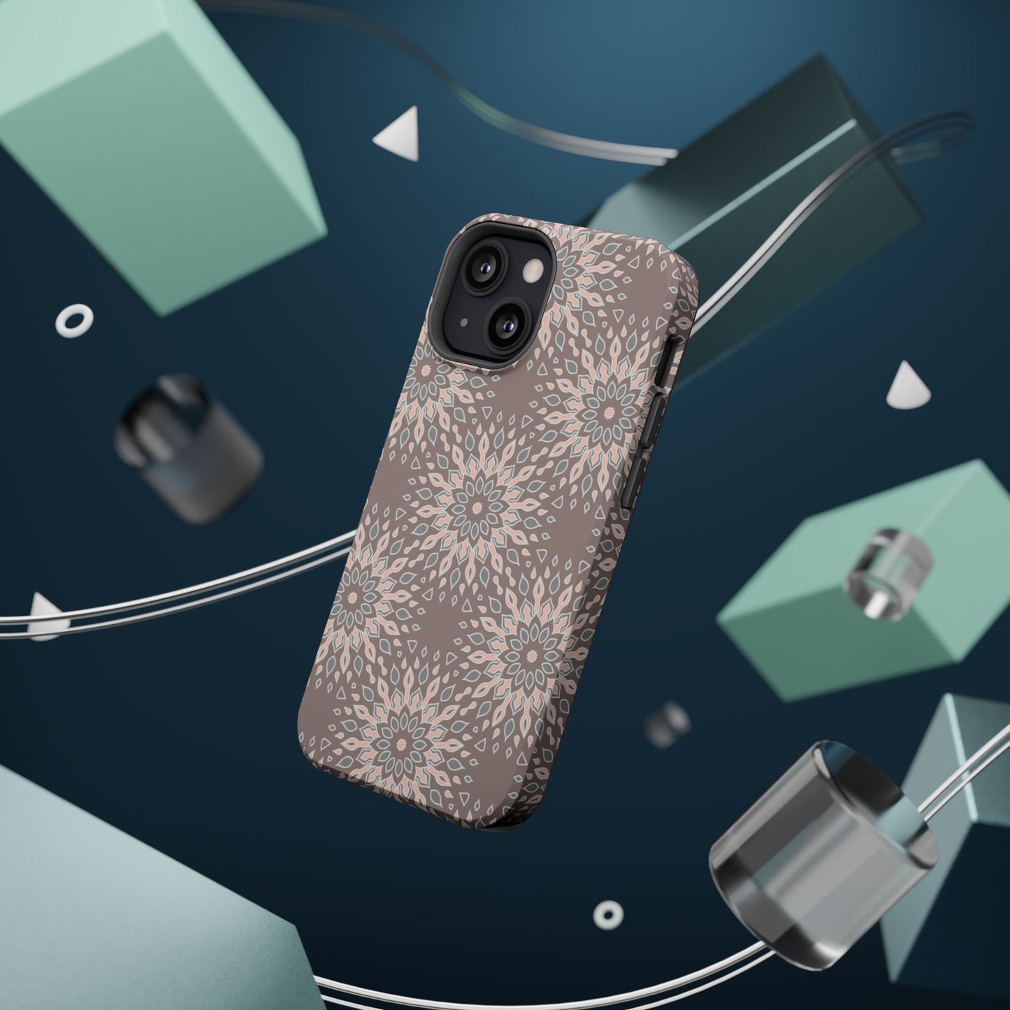 Beige Floral Design - Iphone Magnetic Tough Case