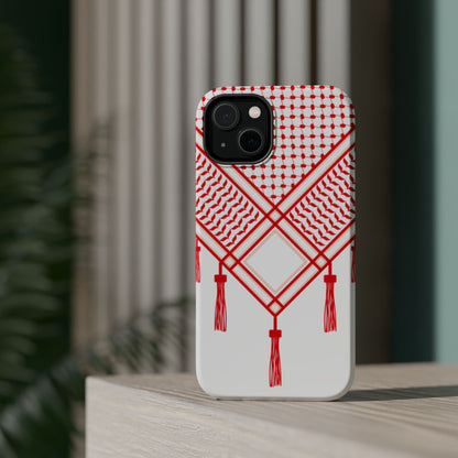 Red and White Shmagh Design Iphone Magnetic Tough Case