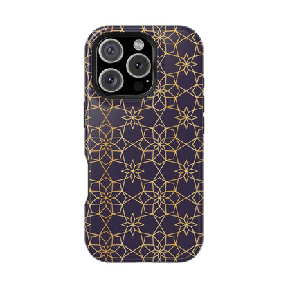 Gold and Purple Geometric Design Iphone Magnetic Tough Case