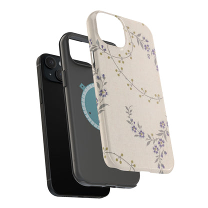 Purple Floral Design - Iphone Magnetic Tough Case