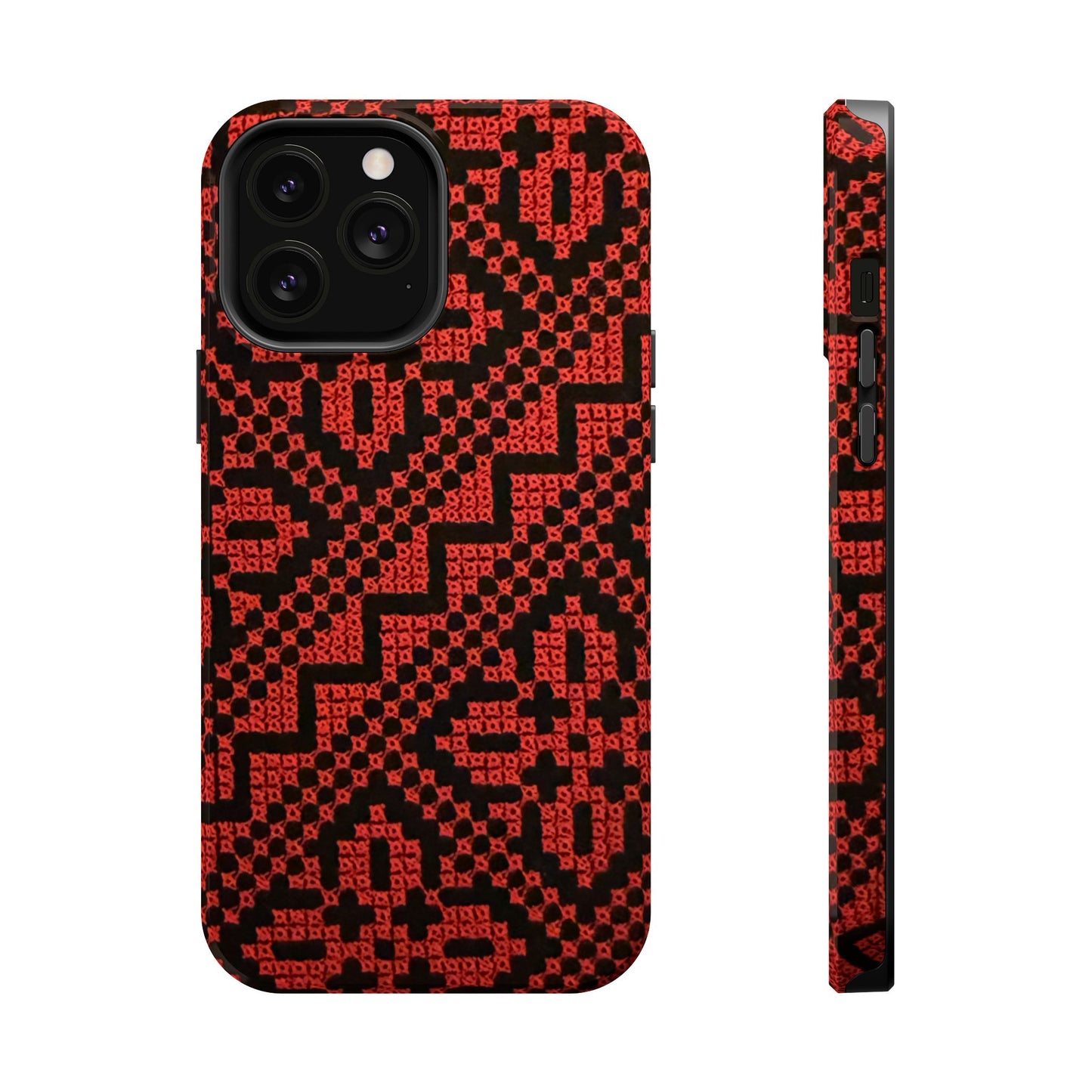 Red and Black Tatreez Design - Iphone Magnetic Tough Case