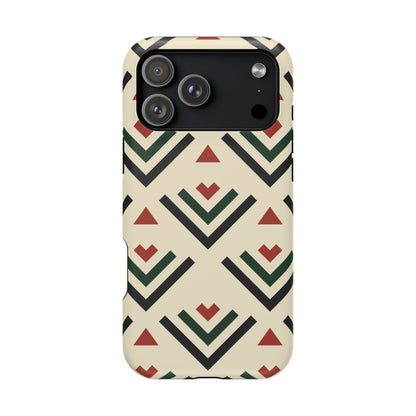 Red Black Green Geometric Design Iphone Magnetic Tough Case