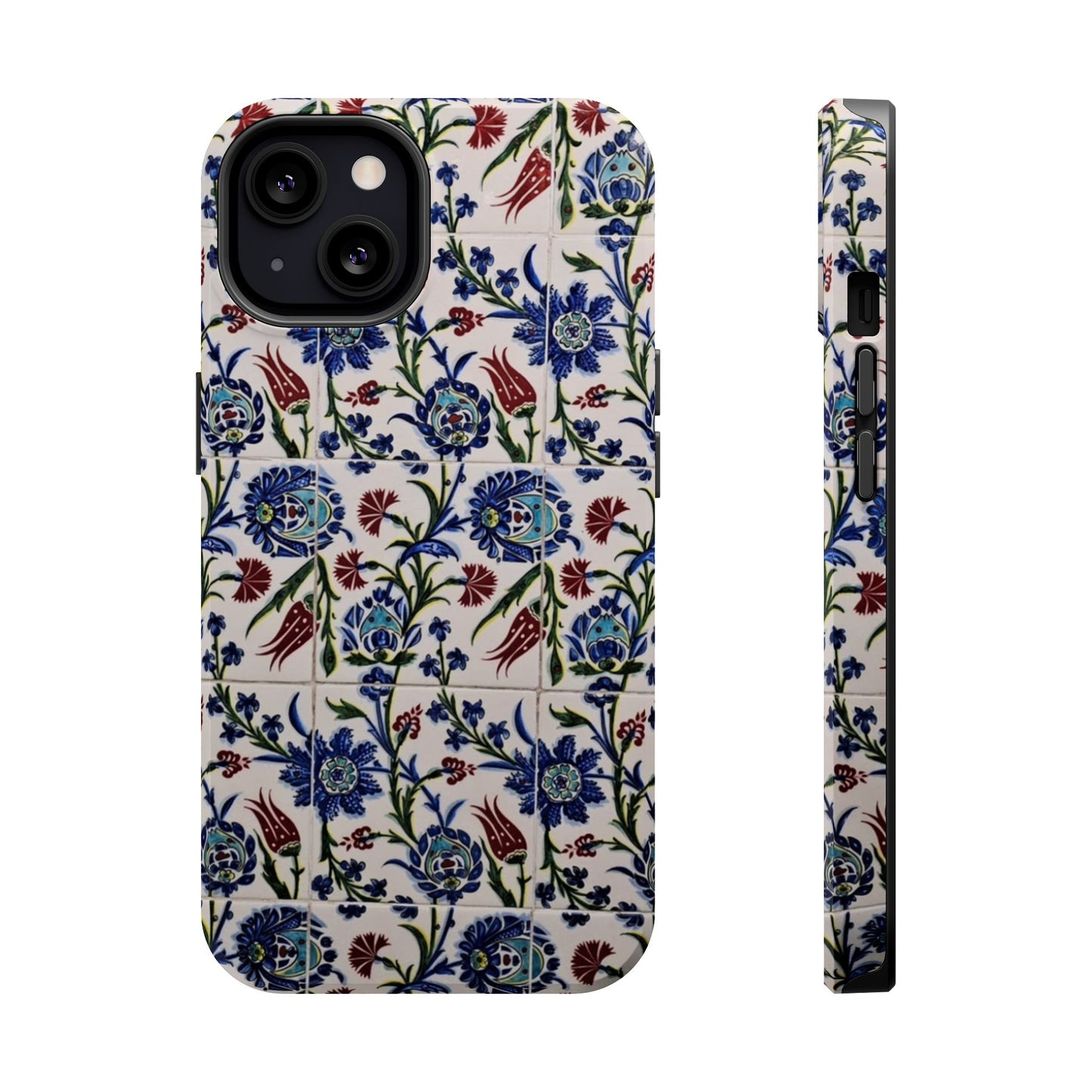 Blue ceramic Floral Design - Iphone Magnetic Tough Case