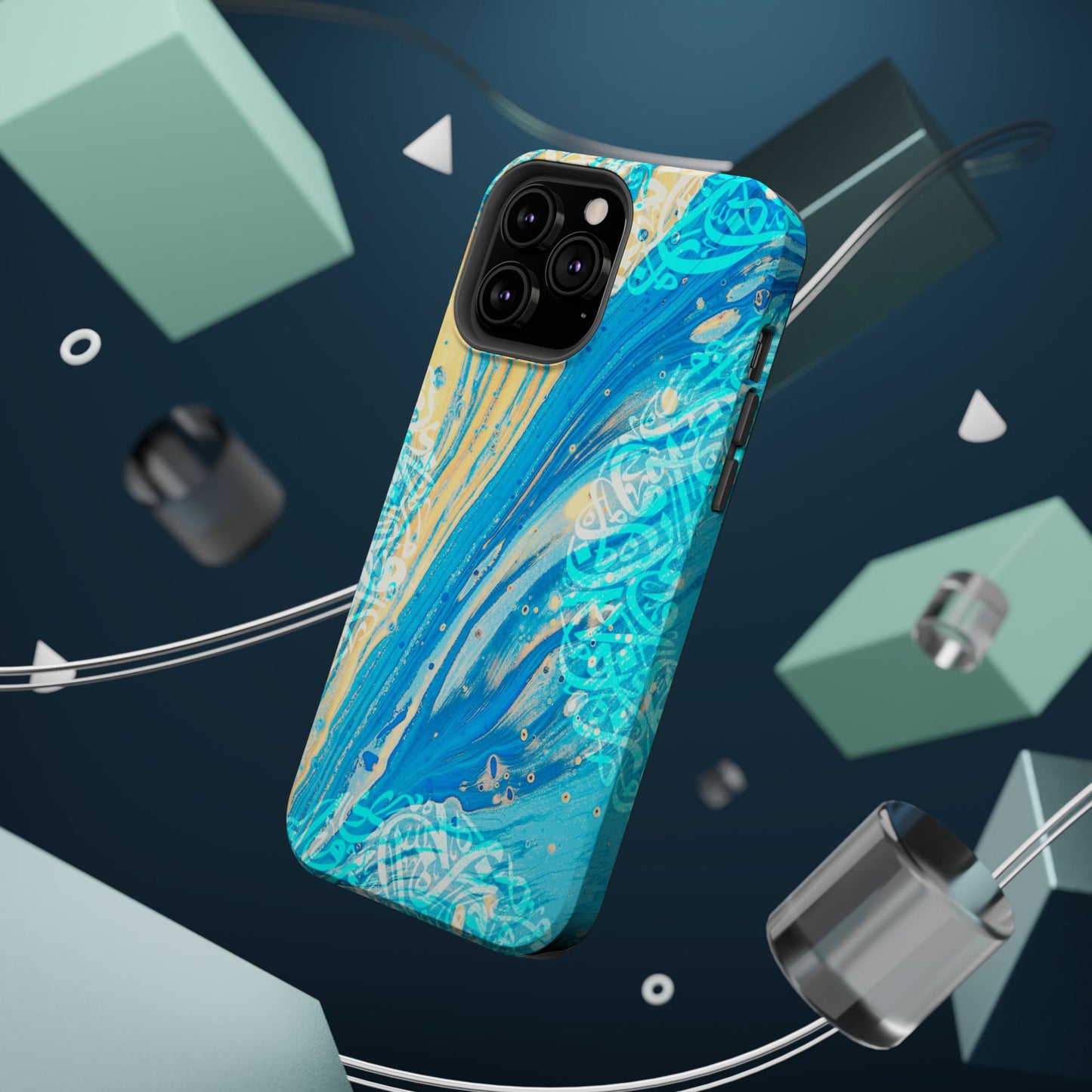 Arabic splash of Blue- Iphone Magnetic Tough Case