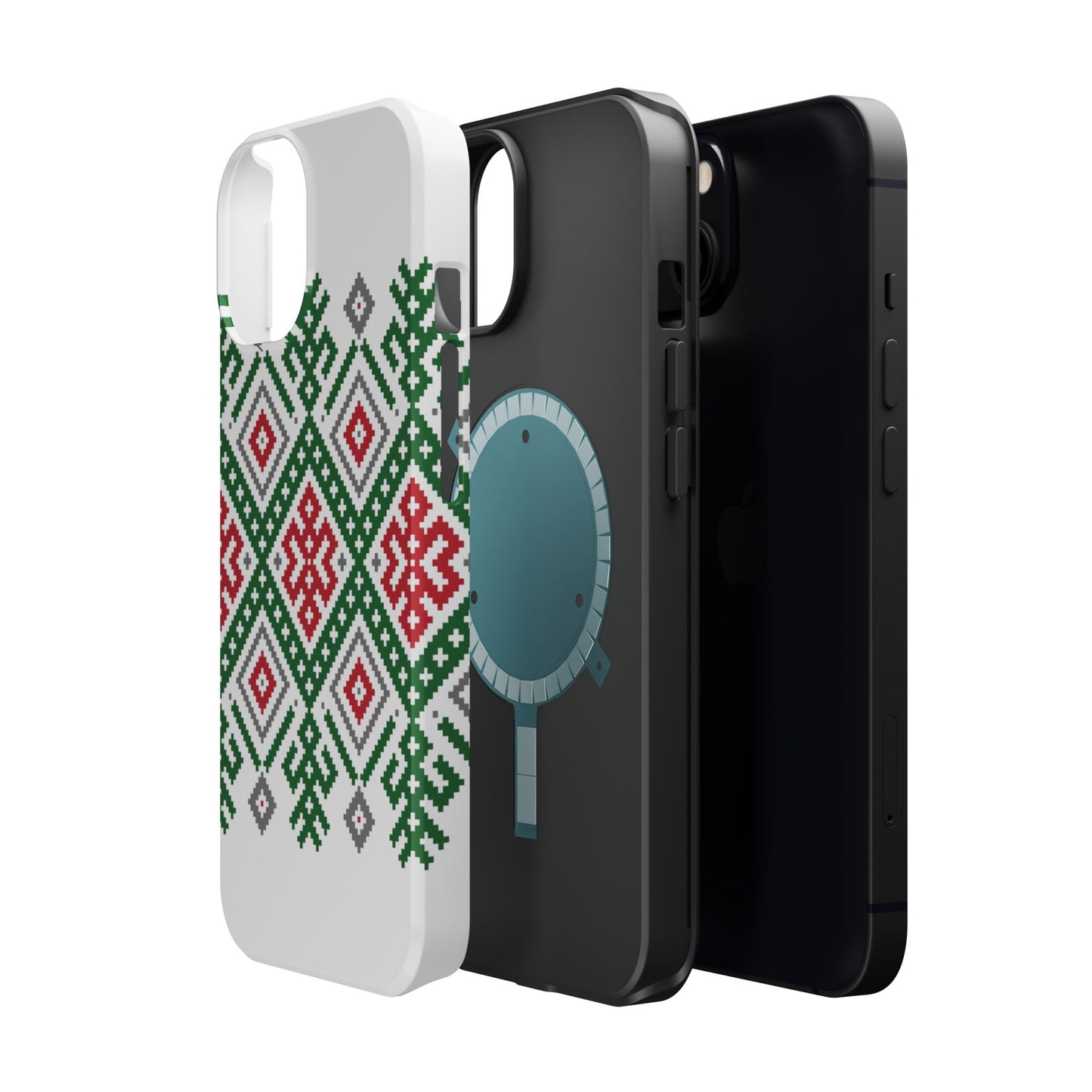 Red white Green and Black  Geometric Design Iphone Magnetic Tough Case