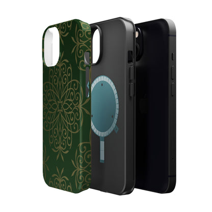 Gold and Green Flowery Design - Iphone Magnetic Tough Case