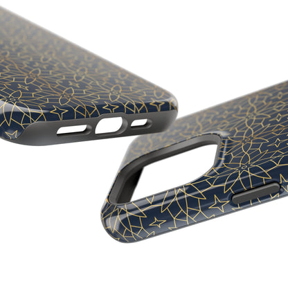 Navy and Gold Geometric Design Iphone Magnetic Tough Case