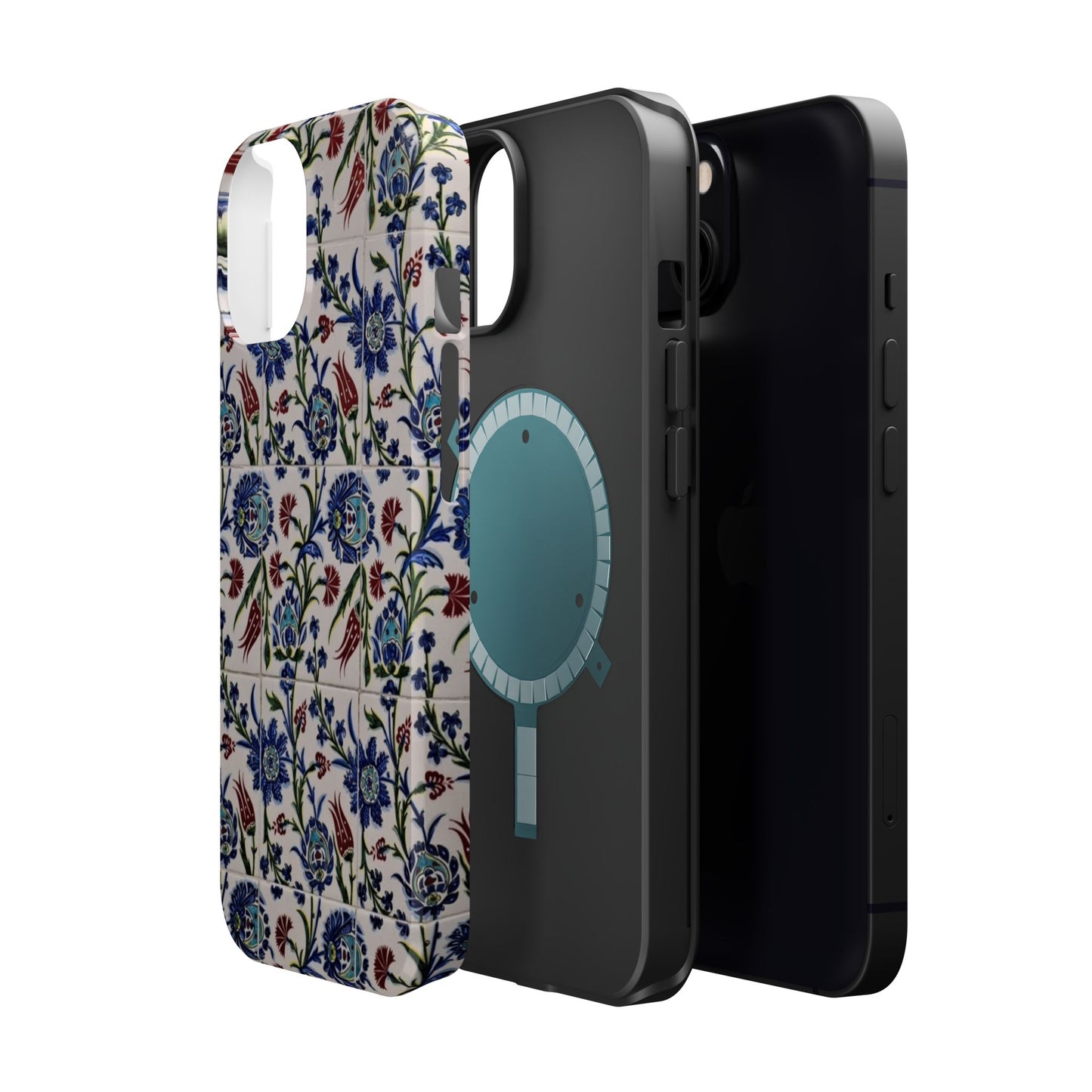 Blue ceramic Floral Design - Iphone Magnetic Tough Case