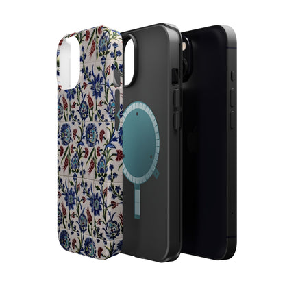 Blue ceramic Floral Design - Iphone Magnetic Tough Case