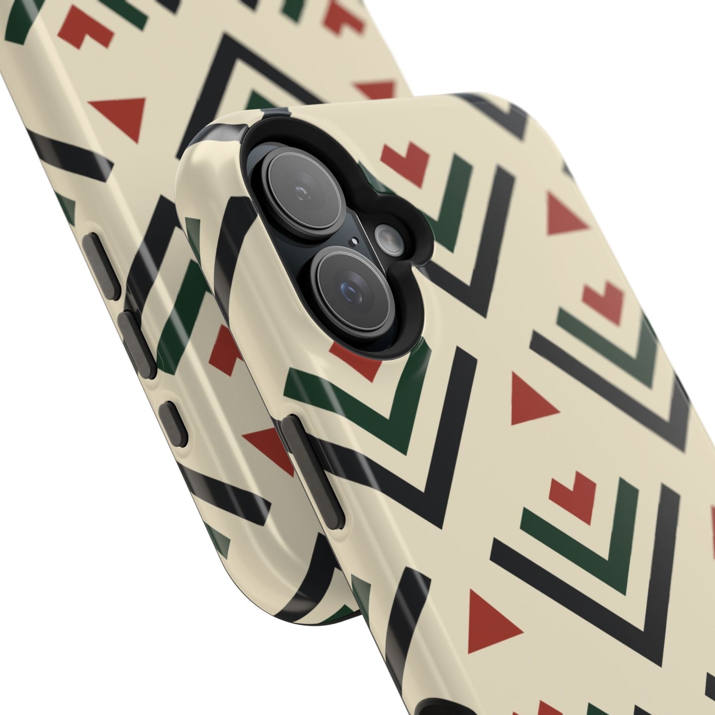 Red Black Green Geometric Design Iphone Magnetic Tough Case