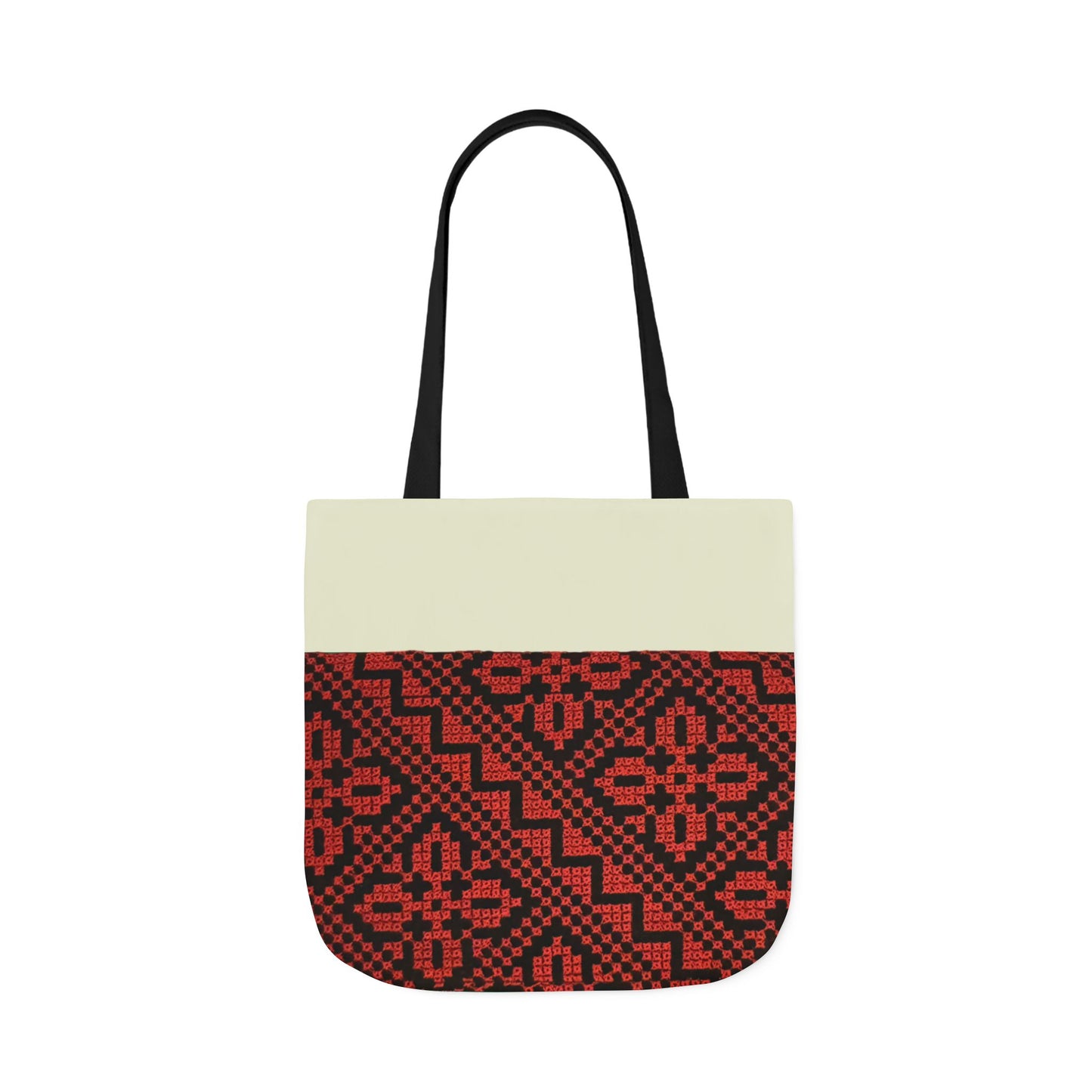 Red and Black Tatreez Designs Tote Bag