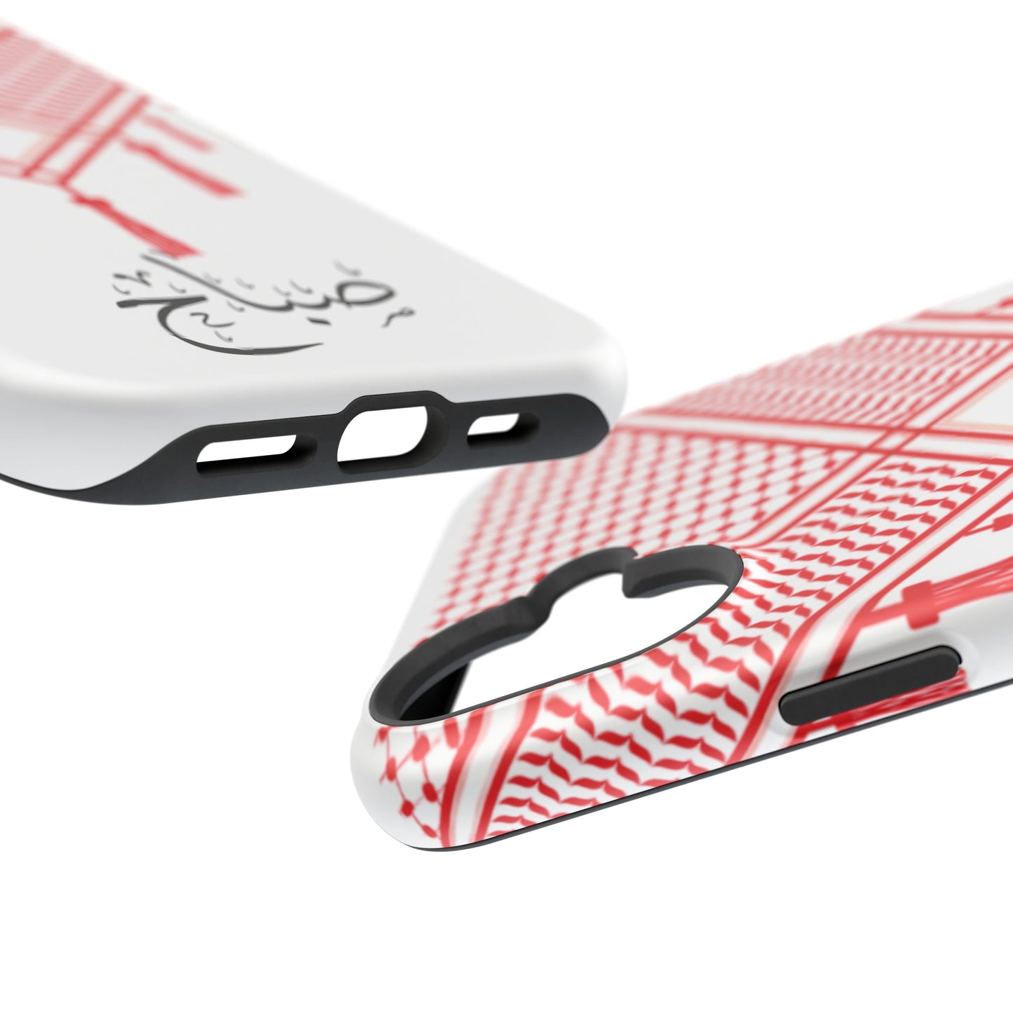 Personalized Arabic Calligraphy - Iphone Magnetic Impact-Resistant Phone Case - Red and White Shmagh Design