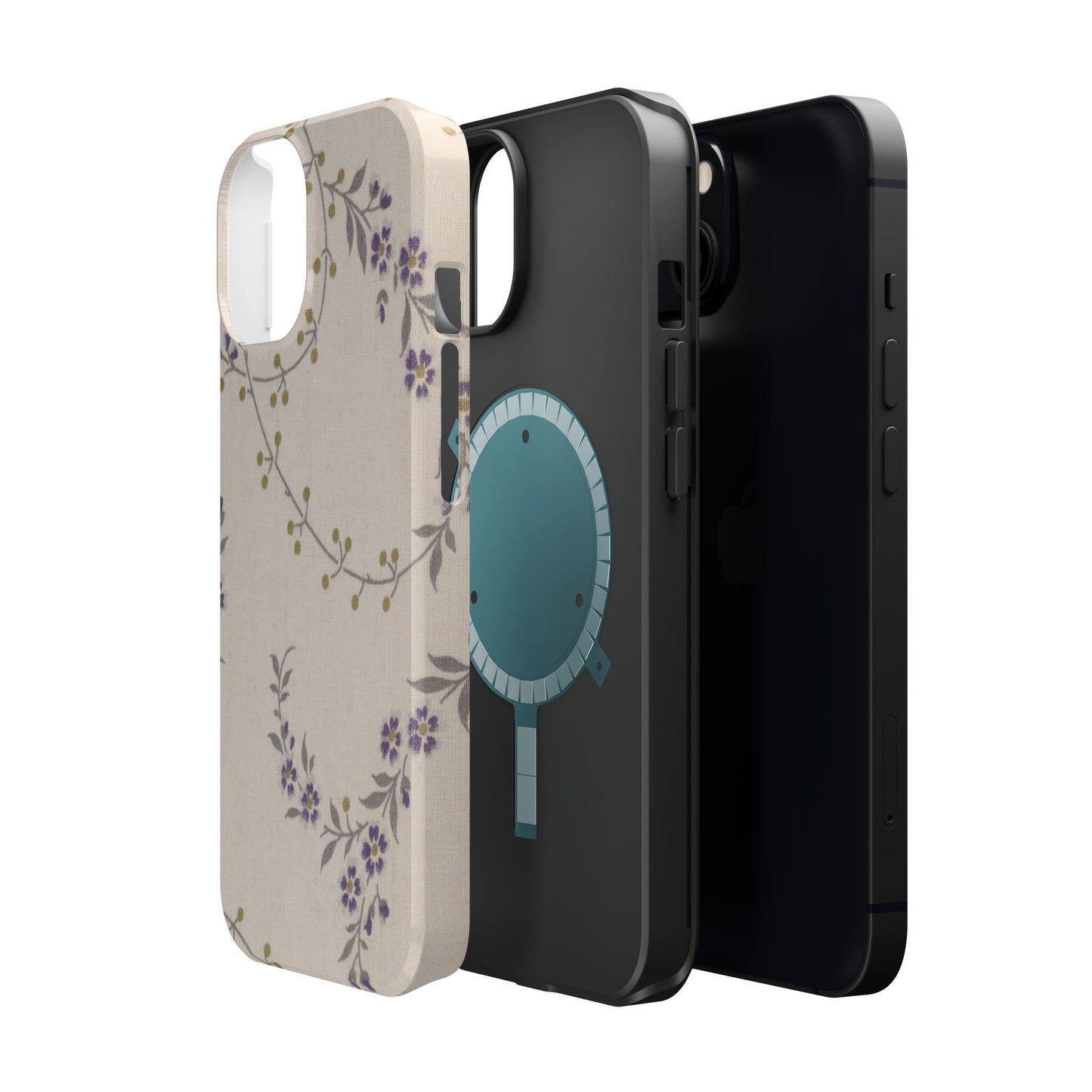 Purple Floral Design - Iphone Magnetic Tough Case