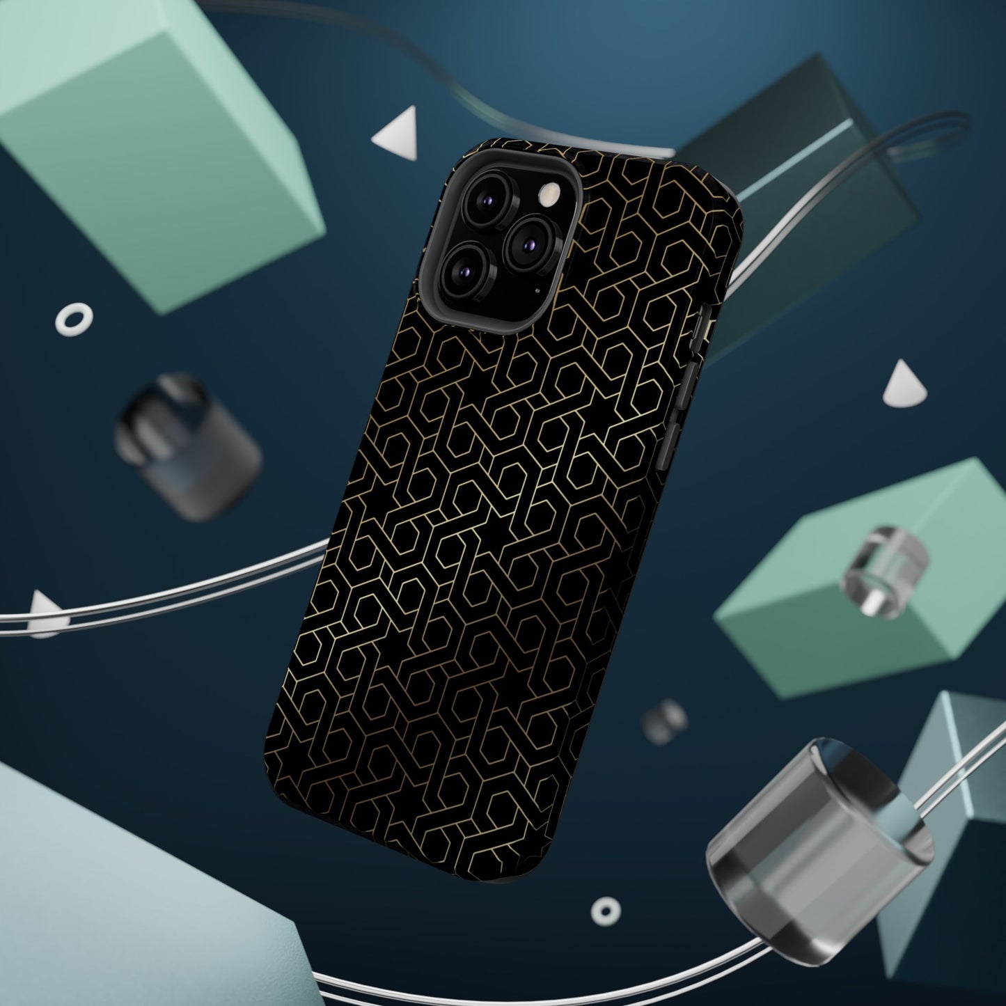 Black and Gold ⭐️ Geometric Design Iphone Magnetic Tough Case