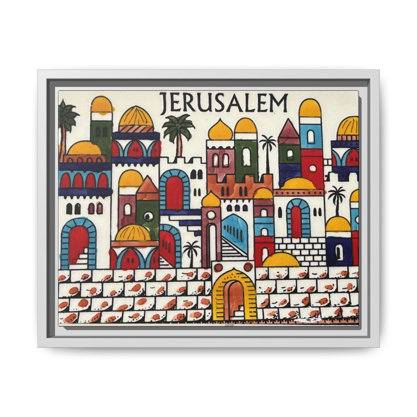 Jerusalem Framed Canvas Art, Colorful Wall Decor, Bohemian Home Art, Travel Gift, Cultural Wall Hanging, Unique Housewarming Gift