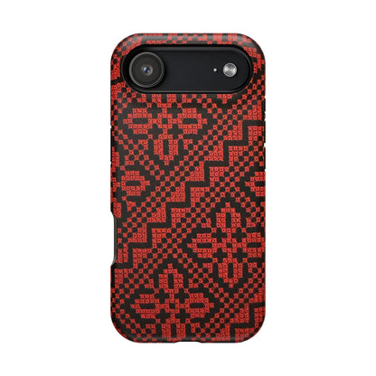 Red and Black Tatreez Design - Iphone Magnetic Tough Case