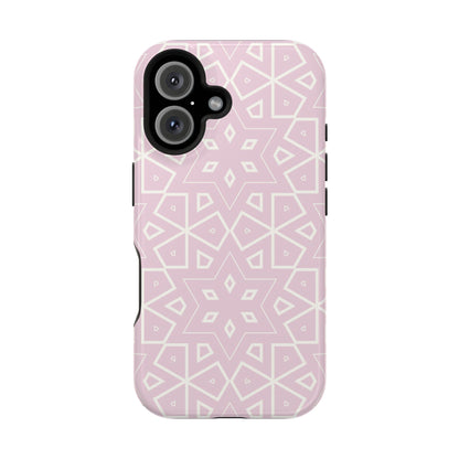 Pink and White Geometric Design Iphone Magnetic Tough Case