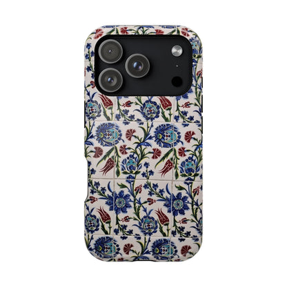 Blue ceramic Floral Design - Iphone Magnetic Tough Case