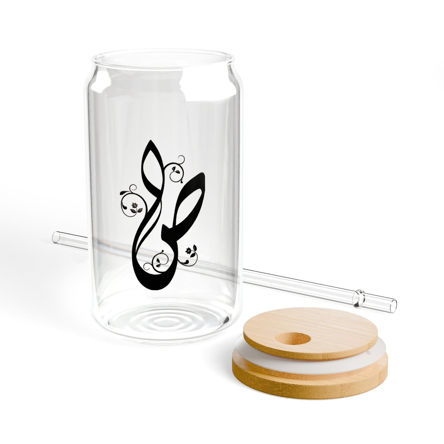 Arabic Letter “Saad”  "ص" Monogram Sipper Glass, 16oz | Eco-Friendly Beverage Container | Perfect for Home, picnics, Gifts, and Parties