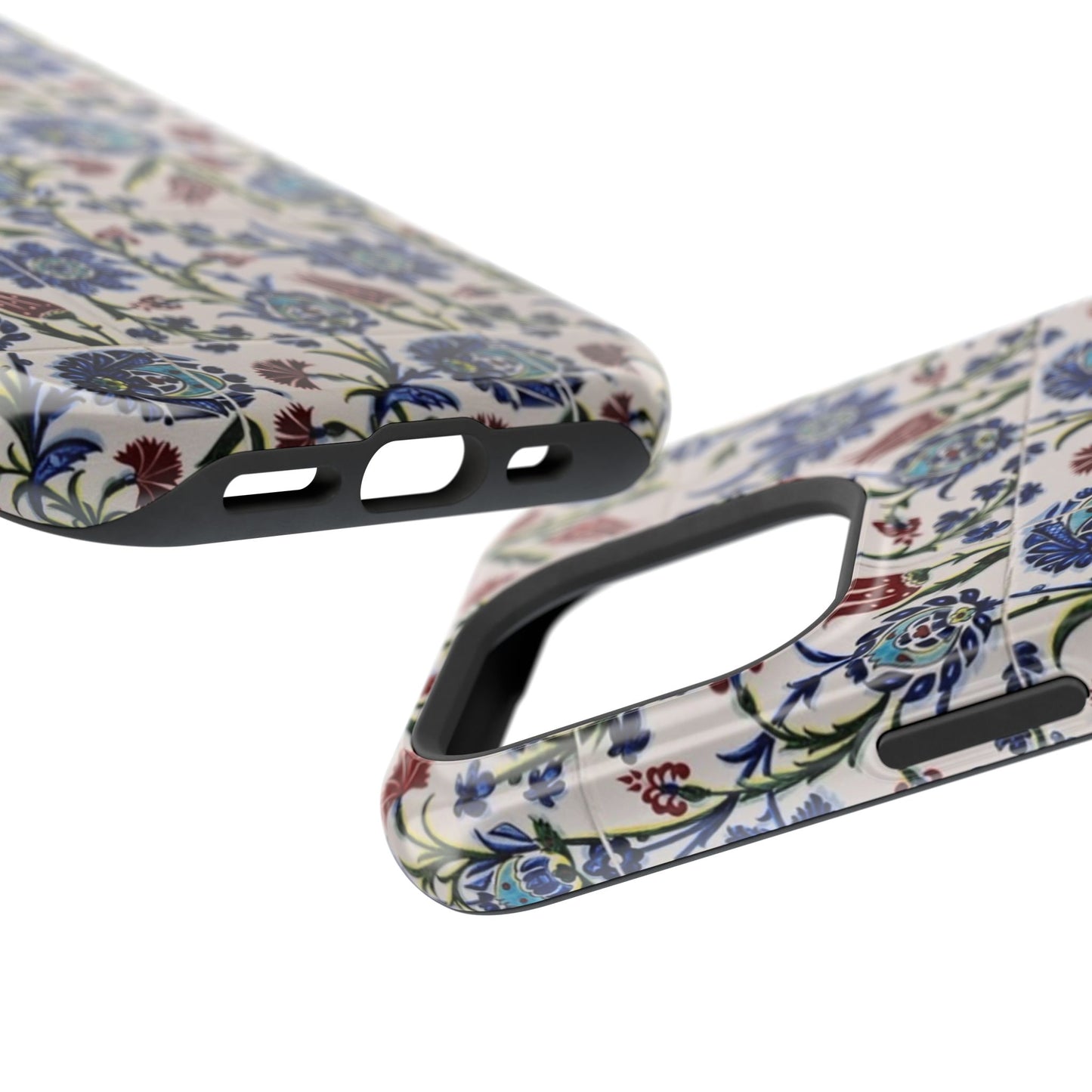 Blue ceramic Floral Design - Iphone Magnetic Tough Case