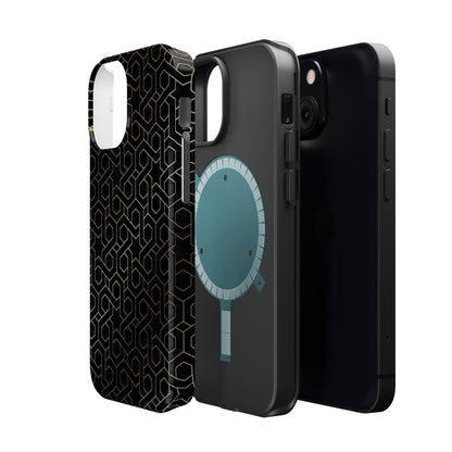 Black and Gold ⭐️ Geometric Design Iphone Magnetic Tough Case