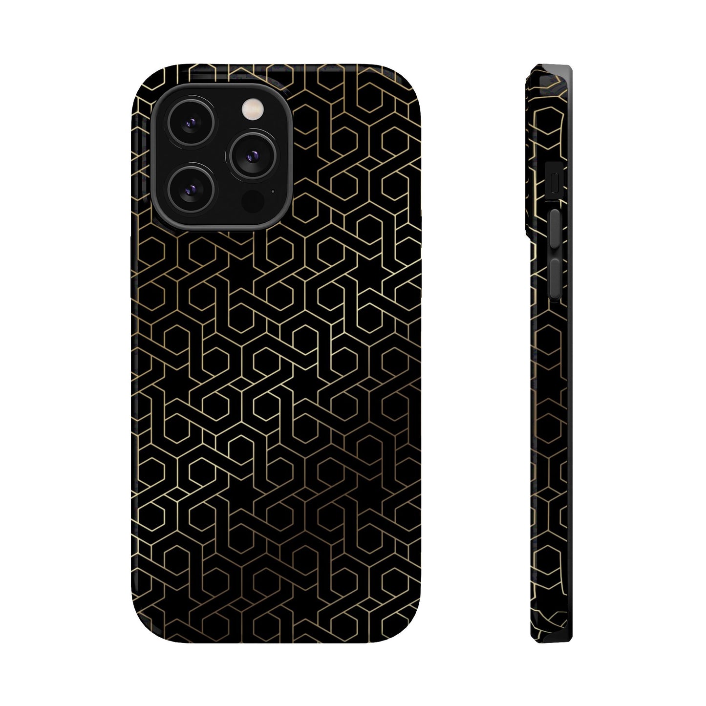 Black and Gold ⭐️ Geometric Design Iphone Magnetic Tough Case