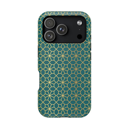 Gold and Green Flower Design - Iphone Magnetic Tough Case