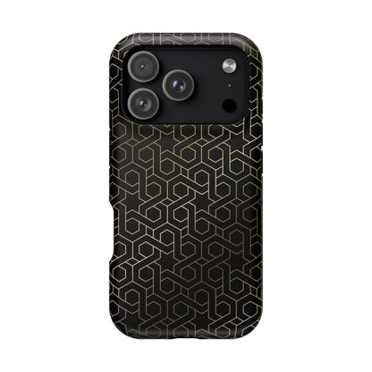 Black and Gold ⭐️ Geometric Design Iphone Magnetic Tough Case
