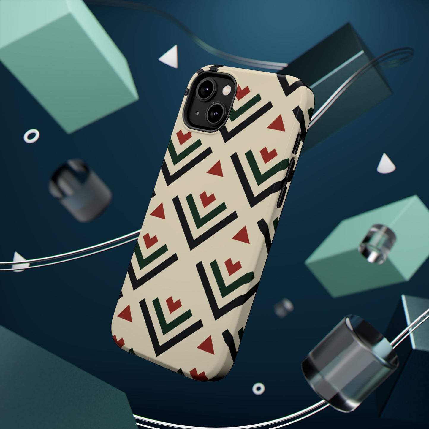 Red Black Green Geometric Design Iphone Magnetic Tough Case