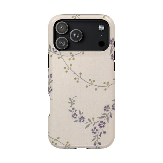 Purple Floral Design - Iphone Magnetic Tough Case