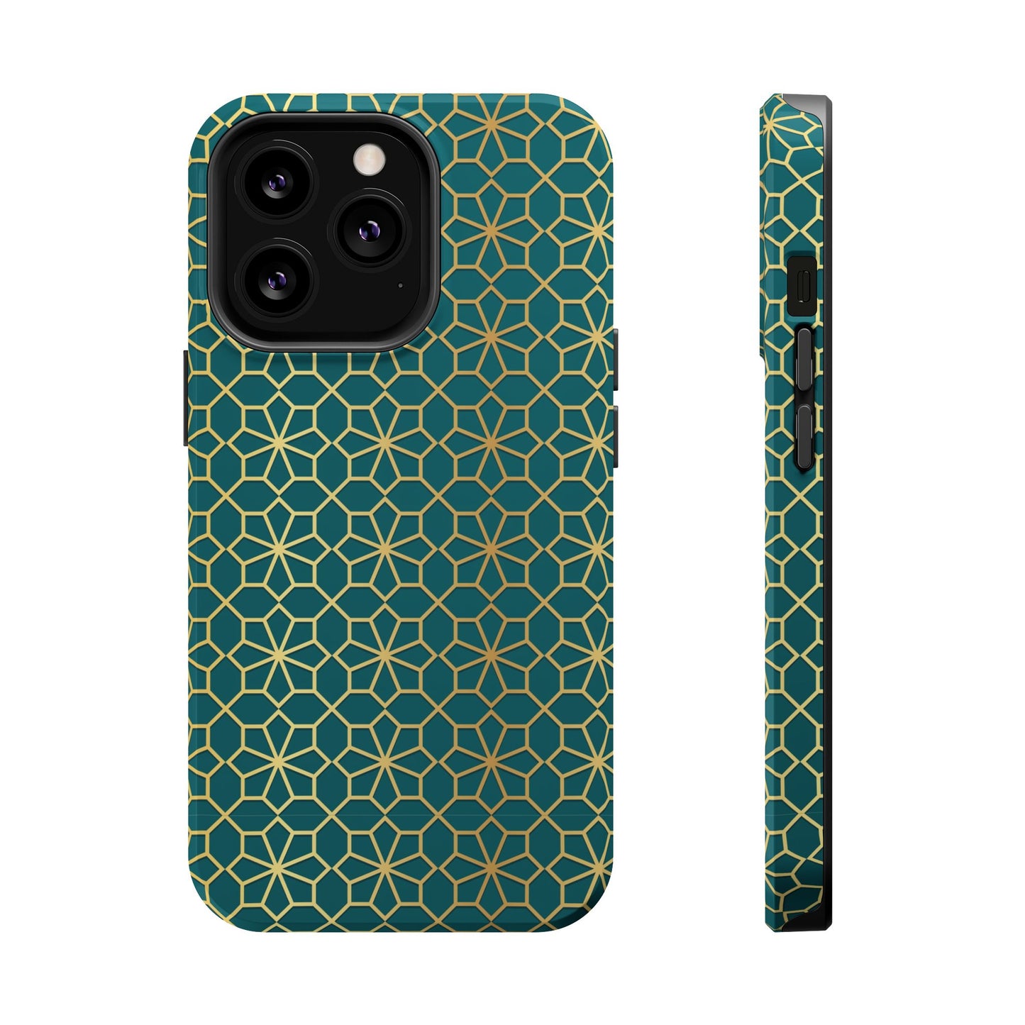 Gold and Green Flower Design - Iphone Magnetic Tough Case