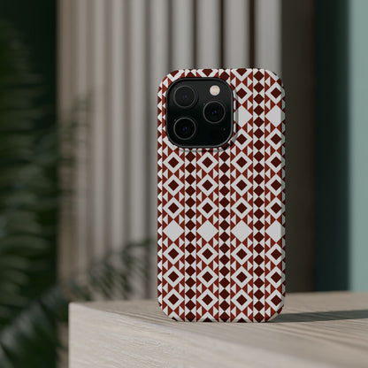 Red and White geometric Design Iphone Magnetic Tough Case