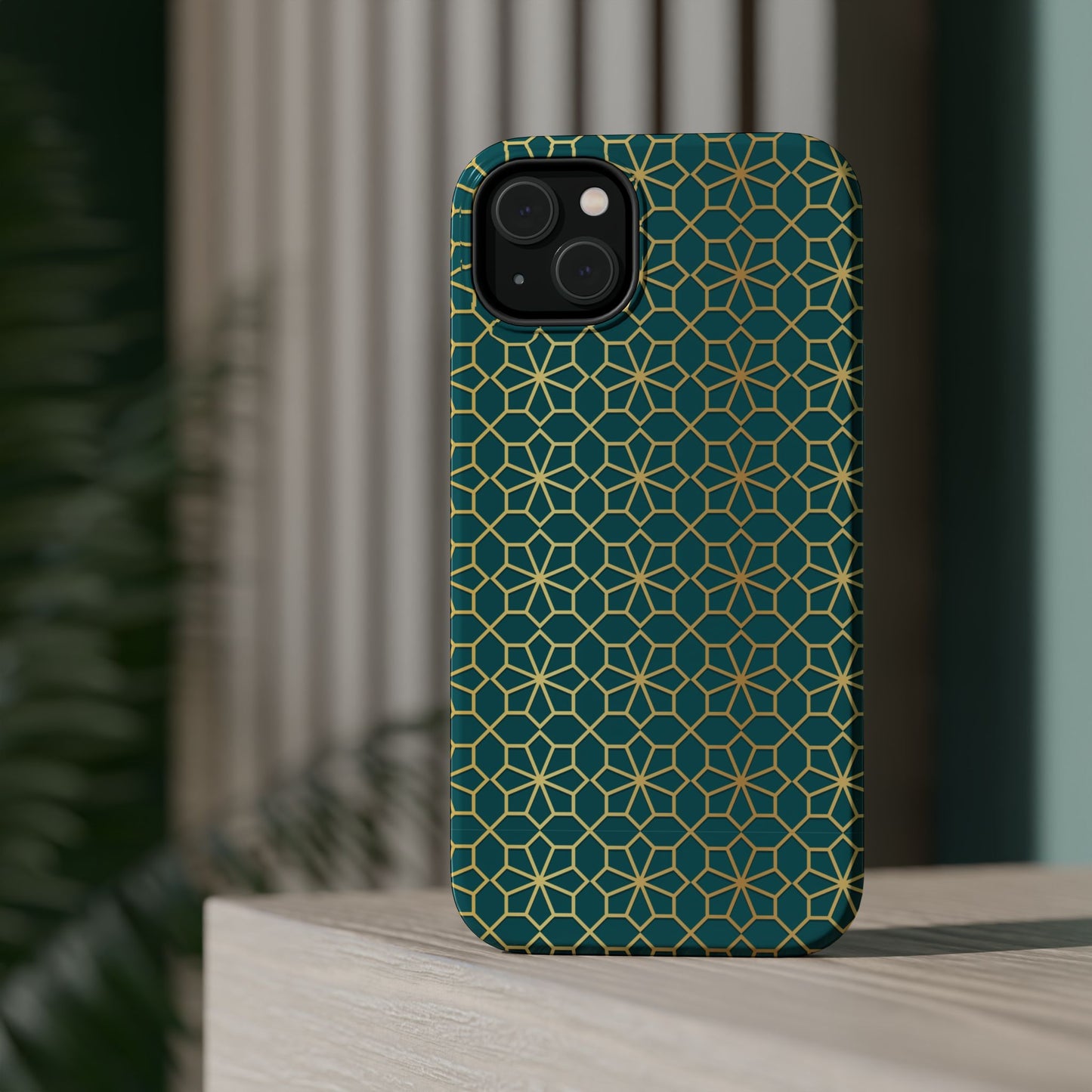 Gold and Green Flower Design - Iphone Magnetic Tough Case