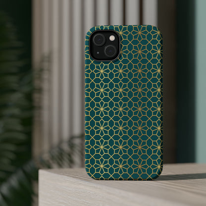 Gold and Green Flower Design - Iphone Magnetic Tough Case