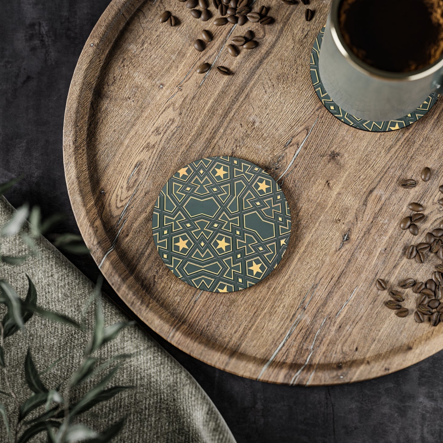 Masjid Al Haram Geometric Star Coasters - Elegant Design for Home Decor