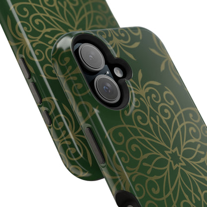 Gold and Green Flowery Design - Iphone Magnetic Tough Case