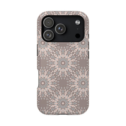 Beige Floral Design - Iphone Magnetic Tough Case