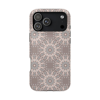 Beige Floral Design - Iphone Magnetic Tough Case