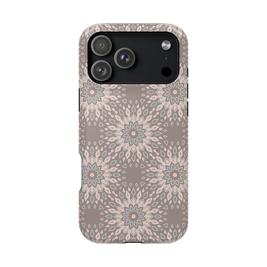 Beige Floral Design - Iphone Magnetic Tough Case