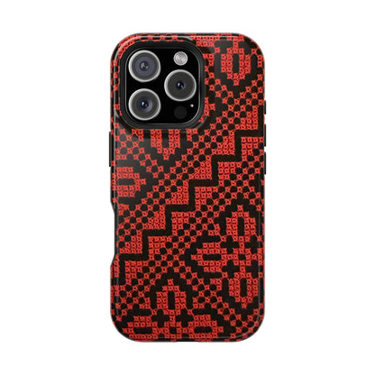 Red and Black Tatreez Design - Iphone Magnetic Tough Case