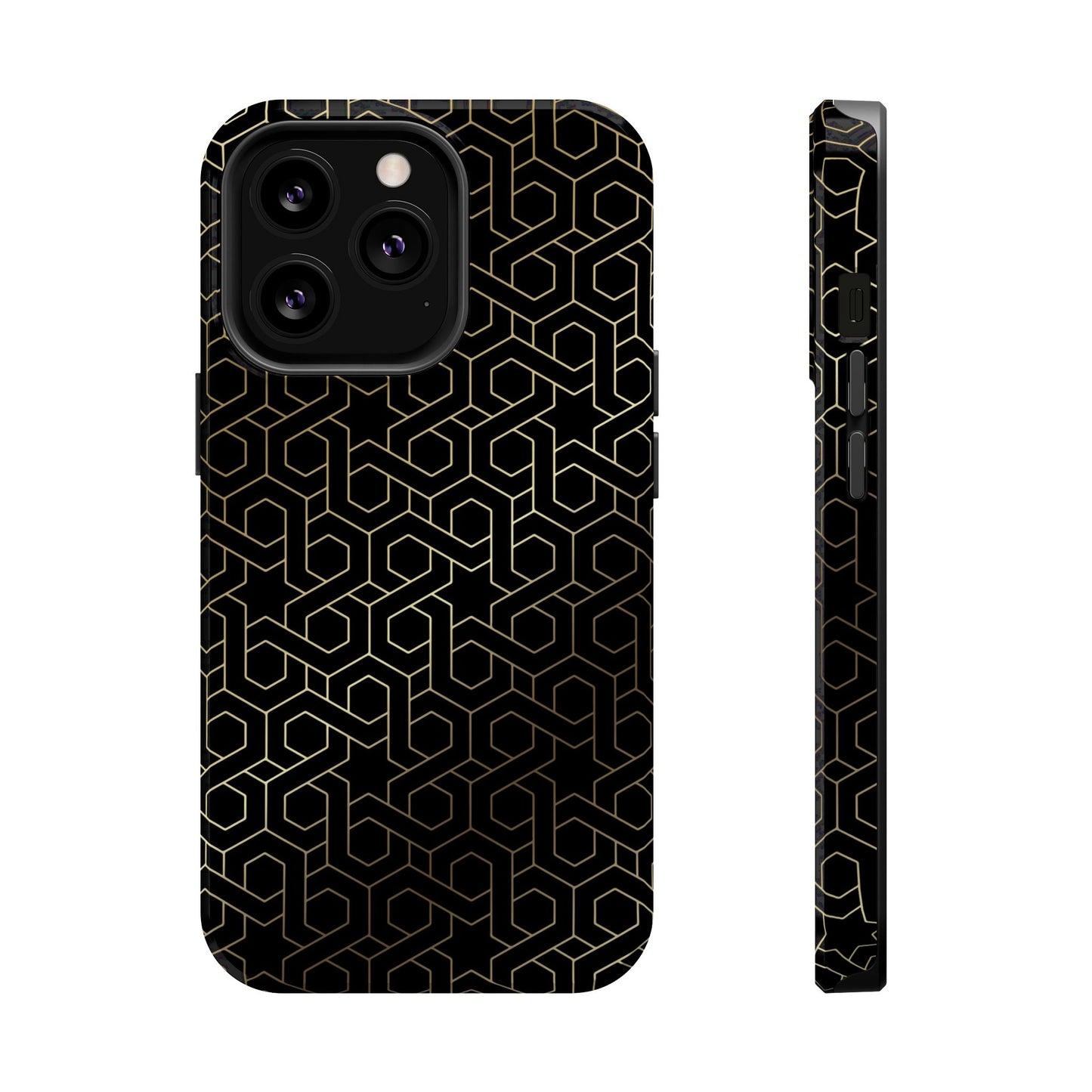 Black and Gold ⭐️ Geometric Design Iphone Magnetic Tough Case