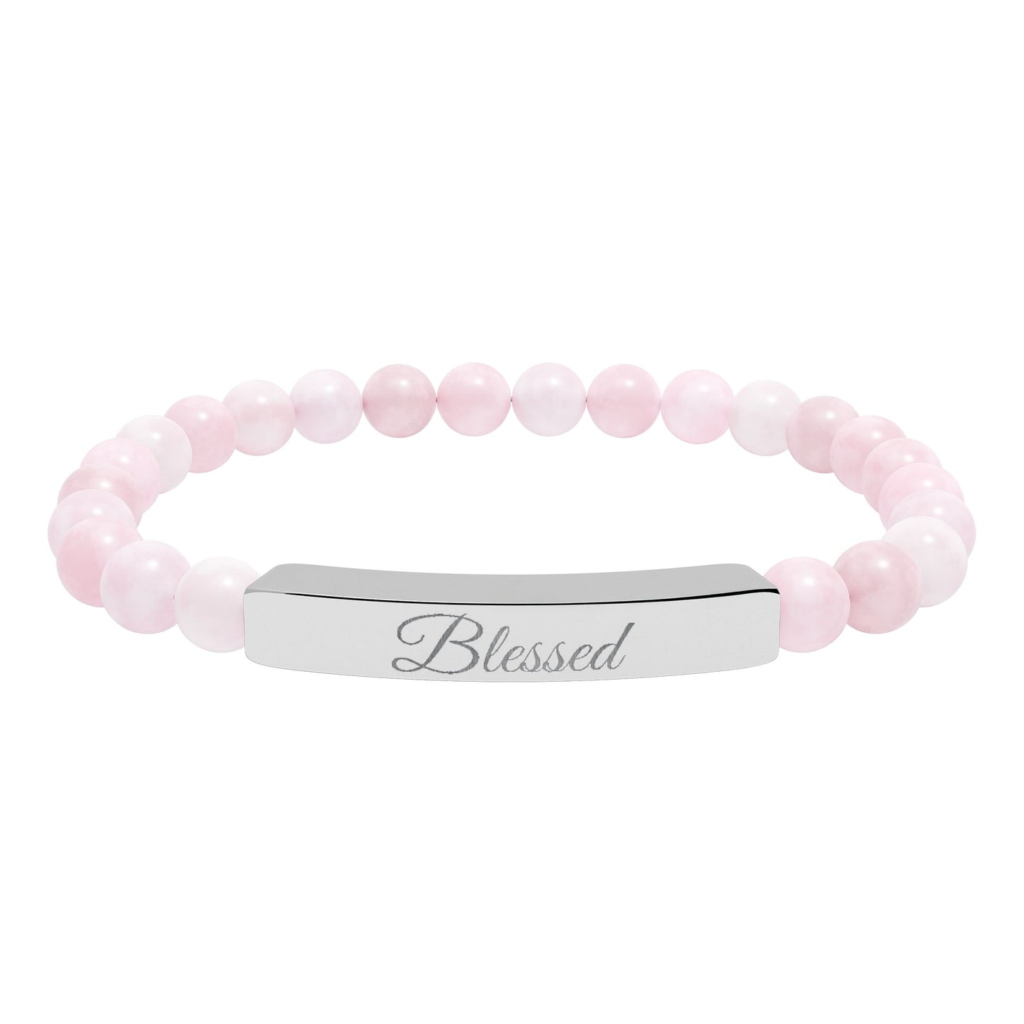 “Blessed ” Engraved Natural Stone Bracelet - Meaningful Gift for Mindfulness and Style