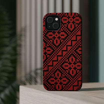 Red and Black Tatreez Design - Iphone Magnetic Tough Case
