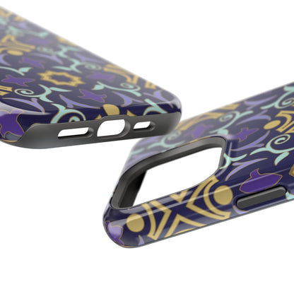 Geometric Purple and Gold Design Iphone Magnetic Tough Case