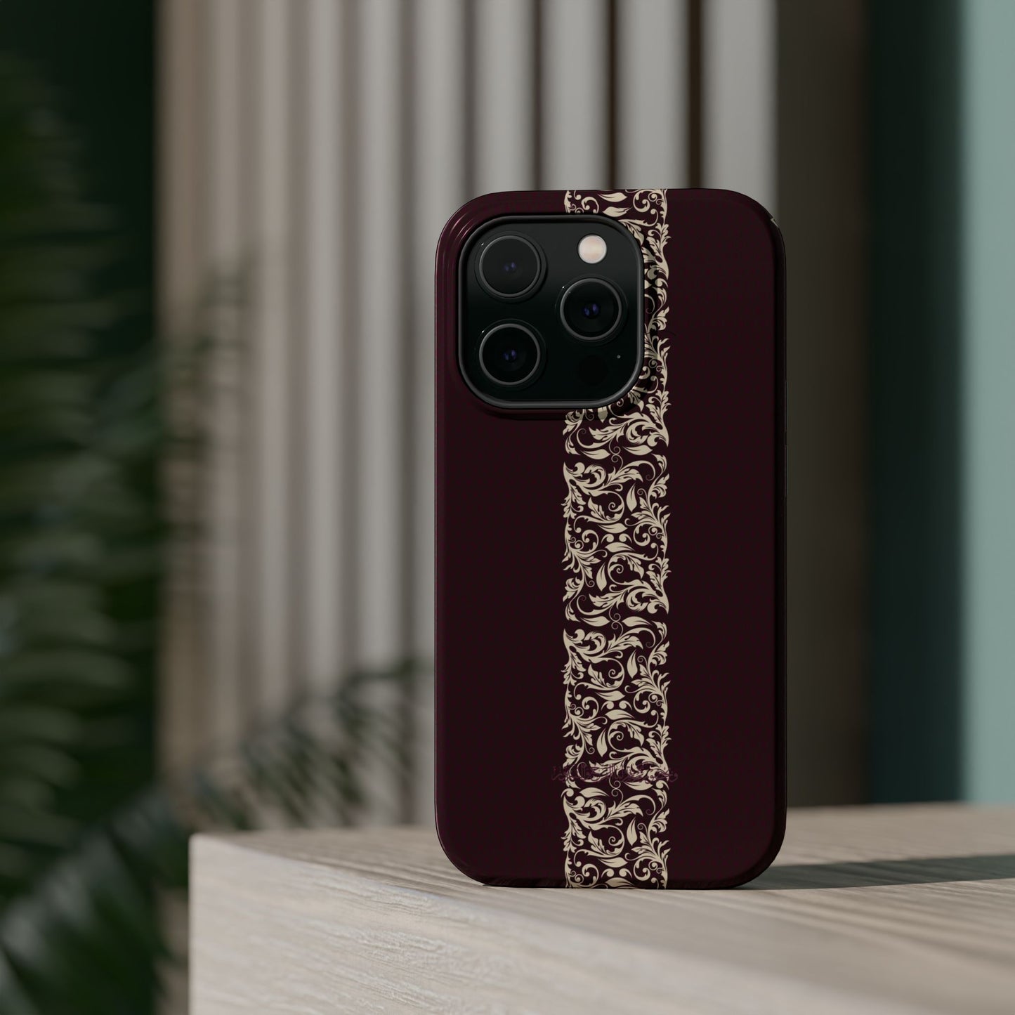 Red Dark and Beige geometric Design Iphone Magnetic Tough Case