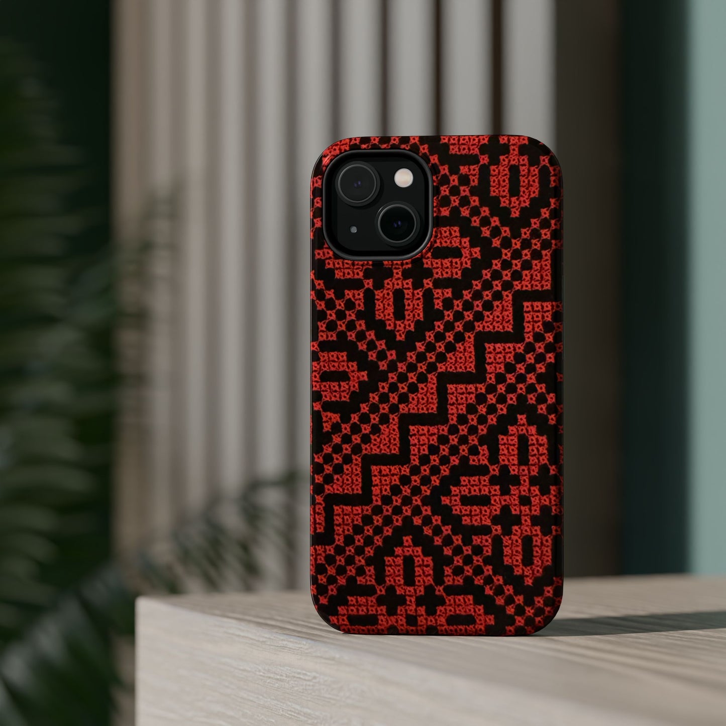Red and Black Tatreez Design - Iphone Magnetic Tough Case