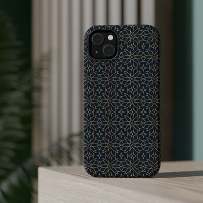 Navy and Gold Geometric Design Iphone Magnetic Tough Case