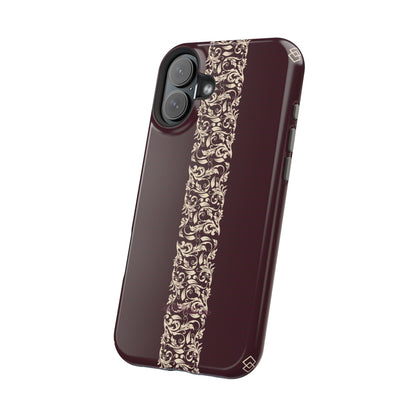 Red Dark and Beige geometric Design Iphone Magnetic Tough Case