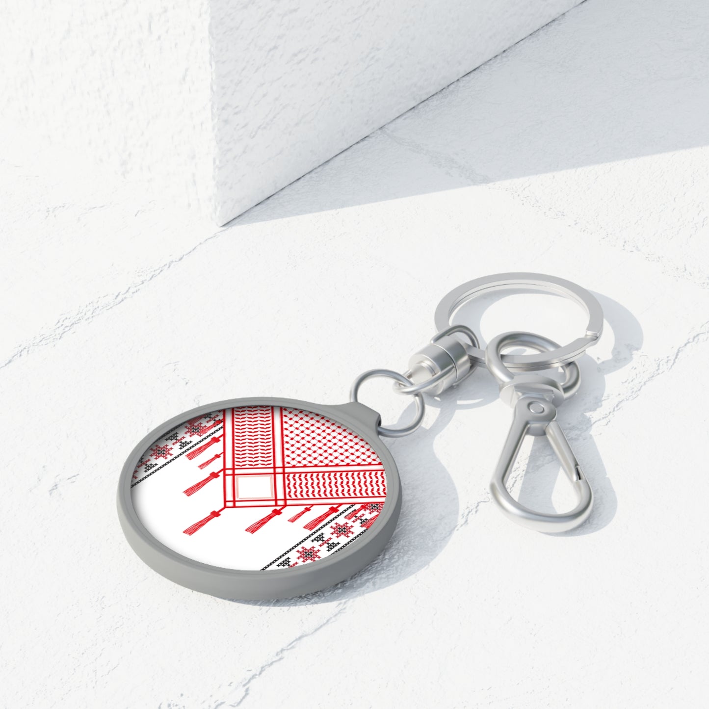 Shmagh Red and White with Tatreez  Charm/ key ring - Perfect Gift