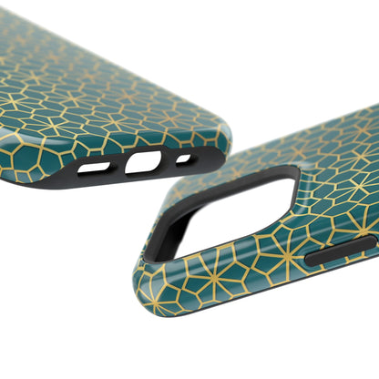 Gold and Green Flower Design - Iphone Magnetic Tough Case